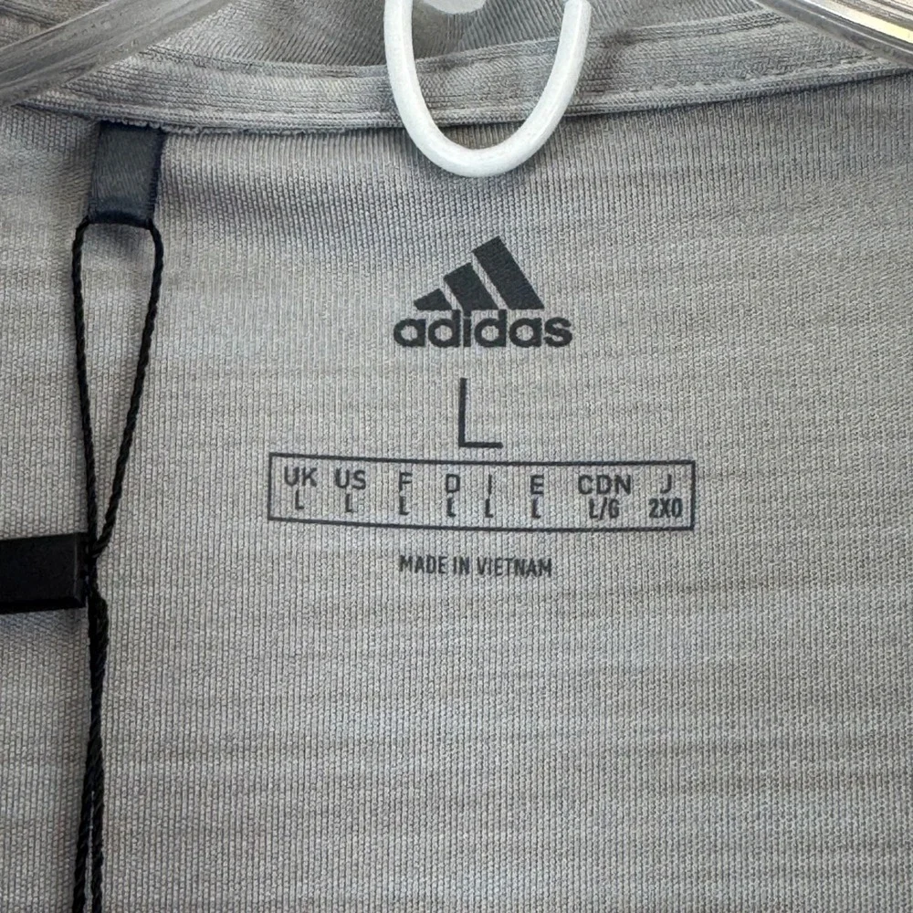 Adidas Golf Mens Grey Heathered UPF 50 Short Sleeve Polo Shirt DZ7176 Large